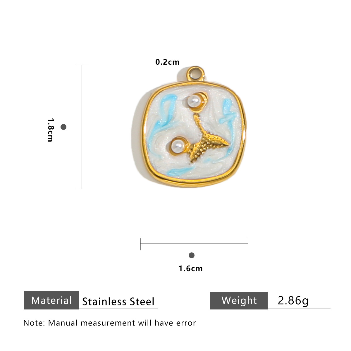 Mermaid 2 pearls gradient 16.5x18.5mm-light blue