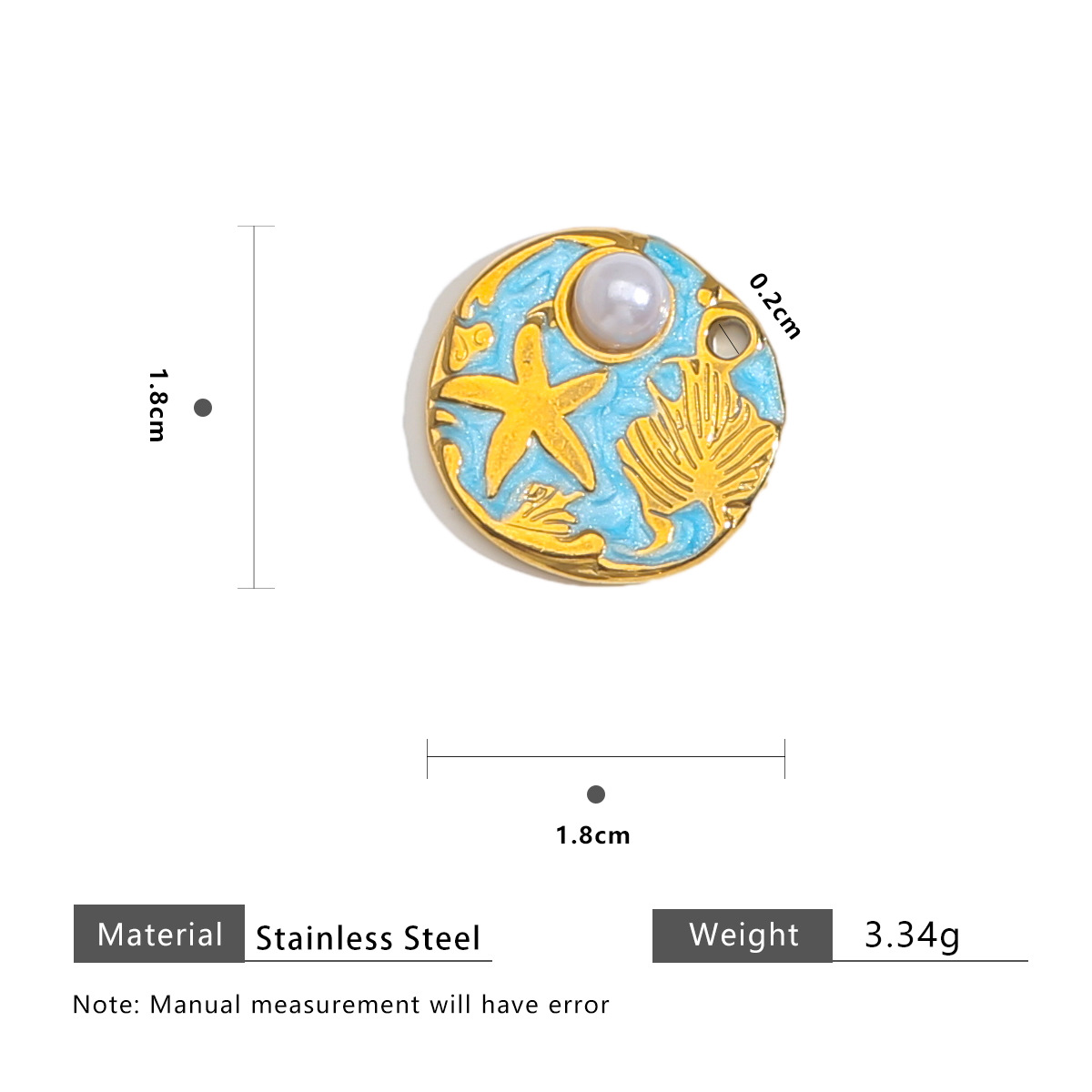 Starfish pearl 18mm tag-blue