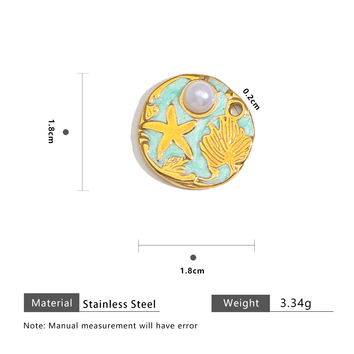 Starfish pearl 18mm tag-green