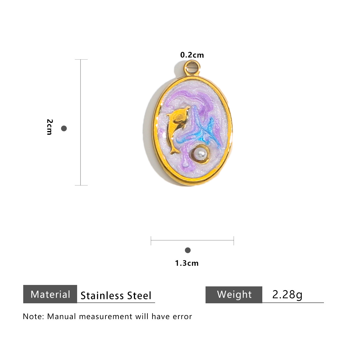 Oval flat dolphin pearl tag-purple blue