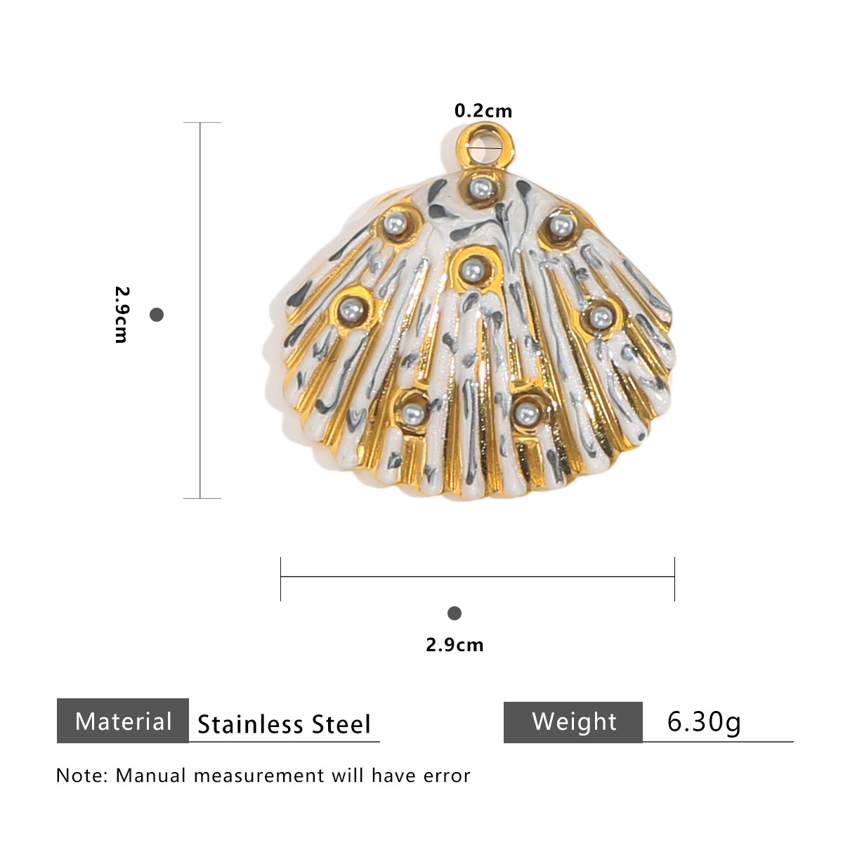 Shell 8 pearl pendant - black and white