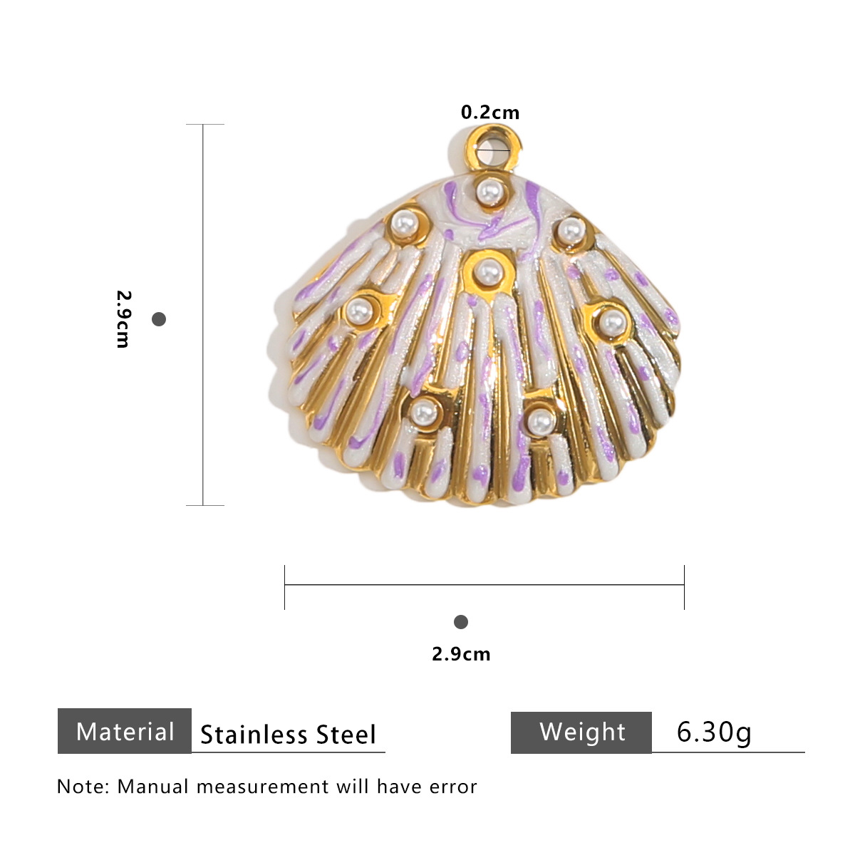 Shell 8 pearl pendant-purple and white