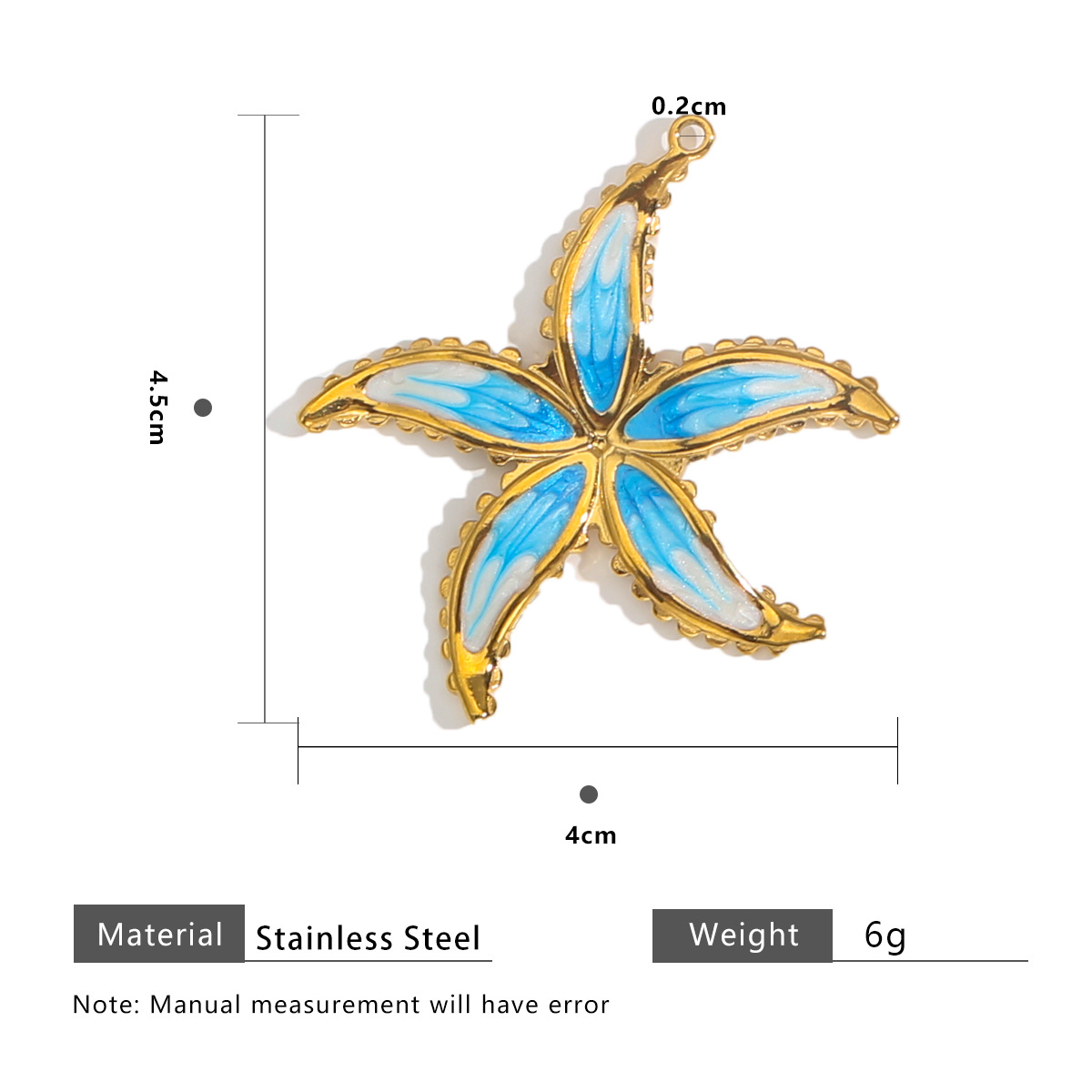 Starfish gradient 42x45mm-blue and white