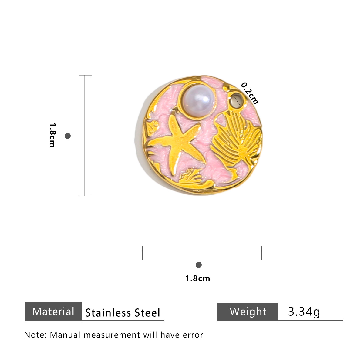 23:Starfish pearl 18mm tag-pink