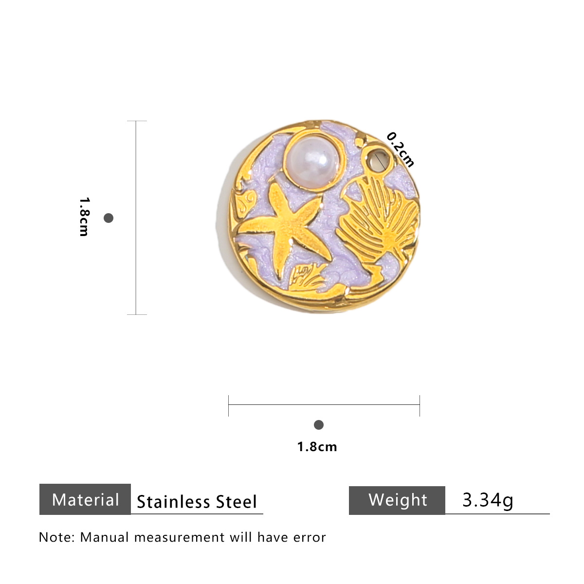 24:Starfish pearl 18mm tag-purple