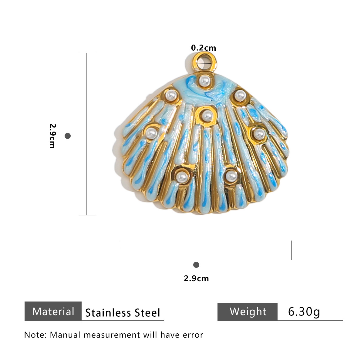 36:Shell 8 pearl pendant-blue and white