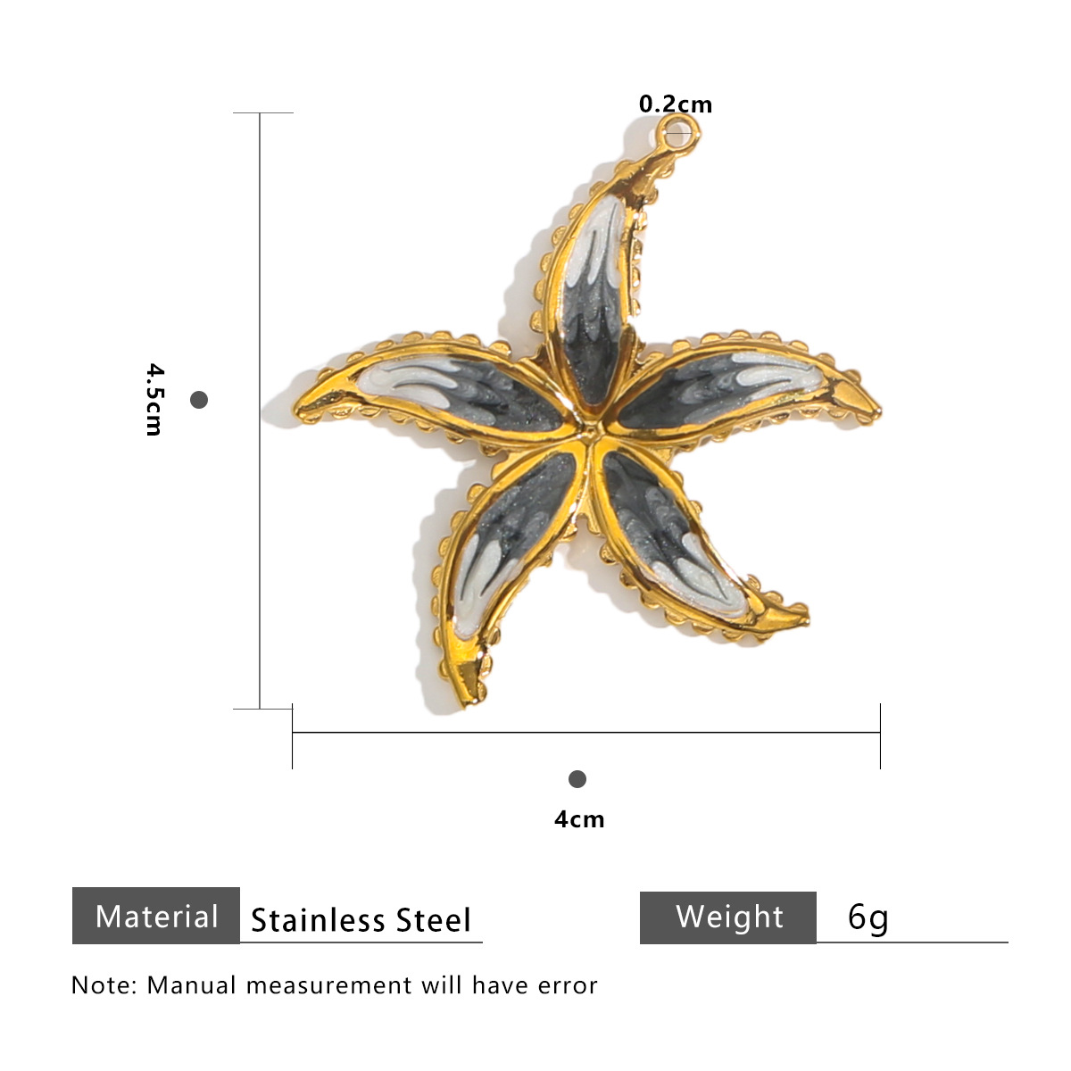 38:Starfish gradient 42x45mm-black and white