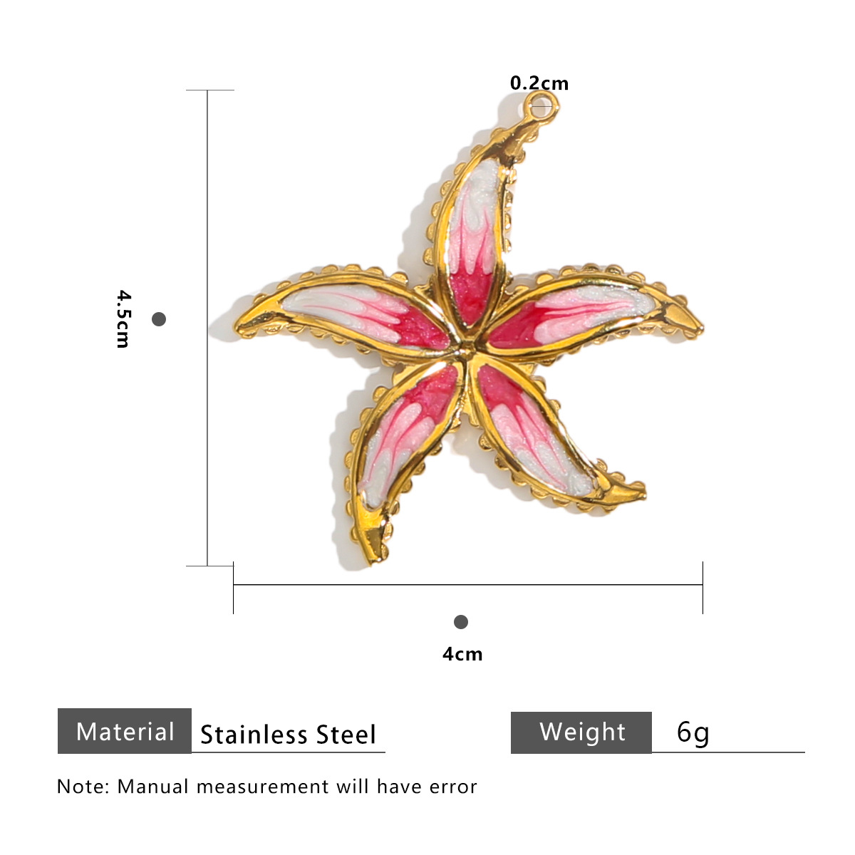 40:Starfish gradient 42x45mm-dark red pink white