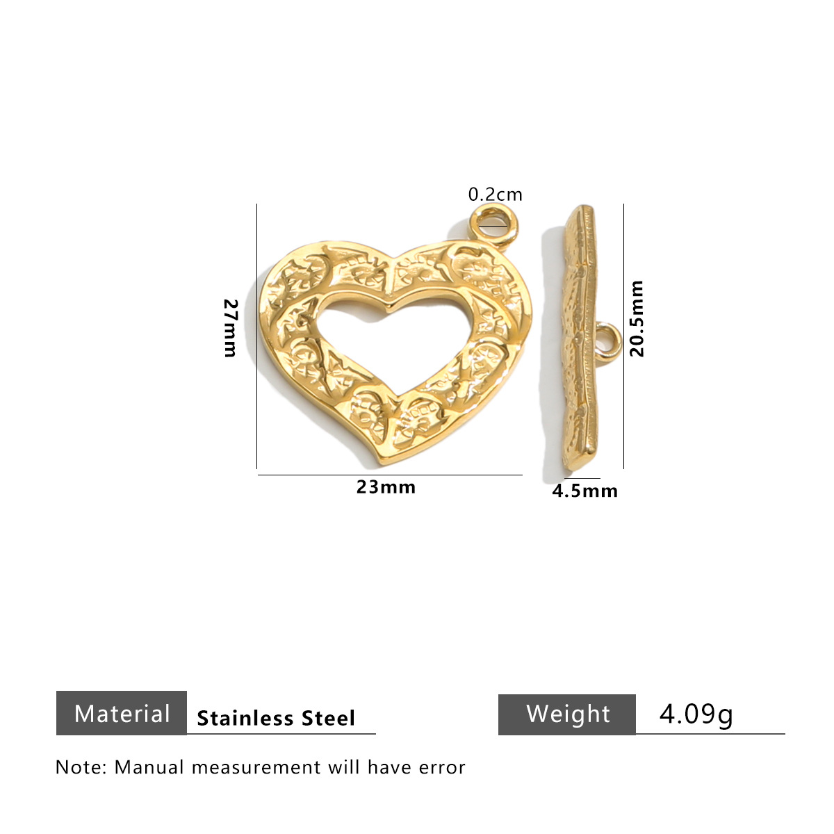 Golden flattened texture peach heart