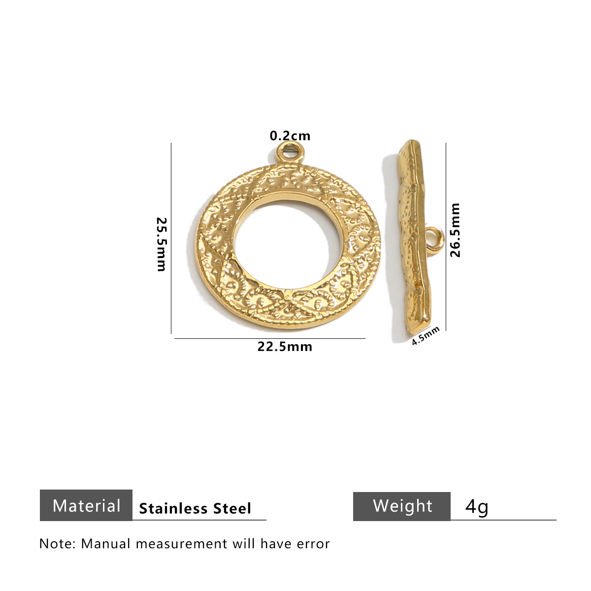 Gold flattened round texture model