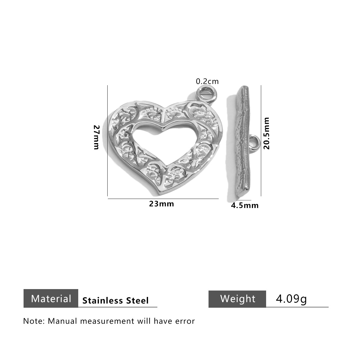 13:Steel color flattened texture peach heart