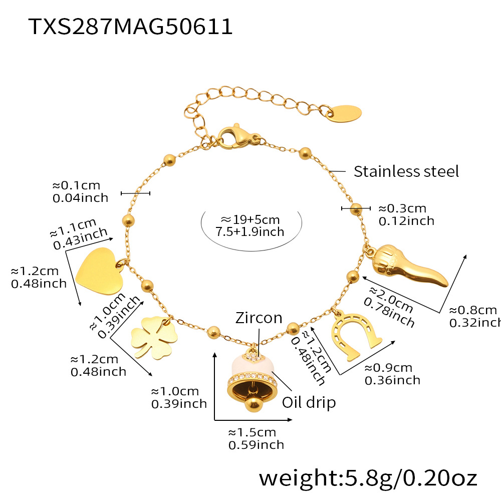 Txs287-gold white bell enamel anklet 19 5cm