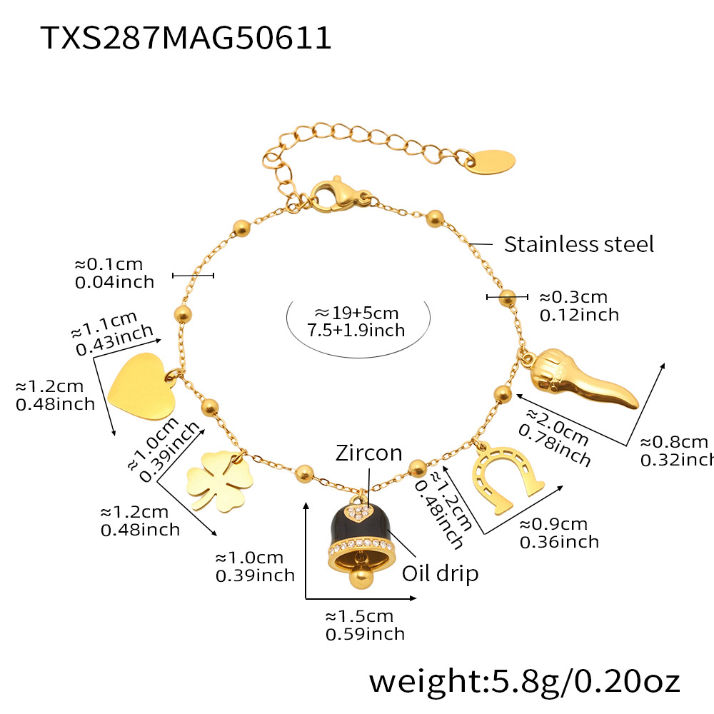 13:Txs287-gold black bell enamel anklet 19 5cm
