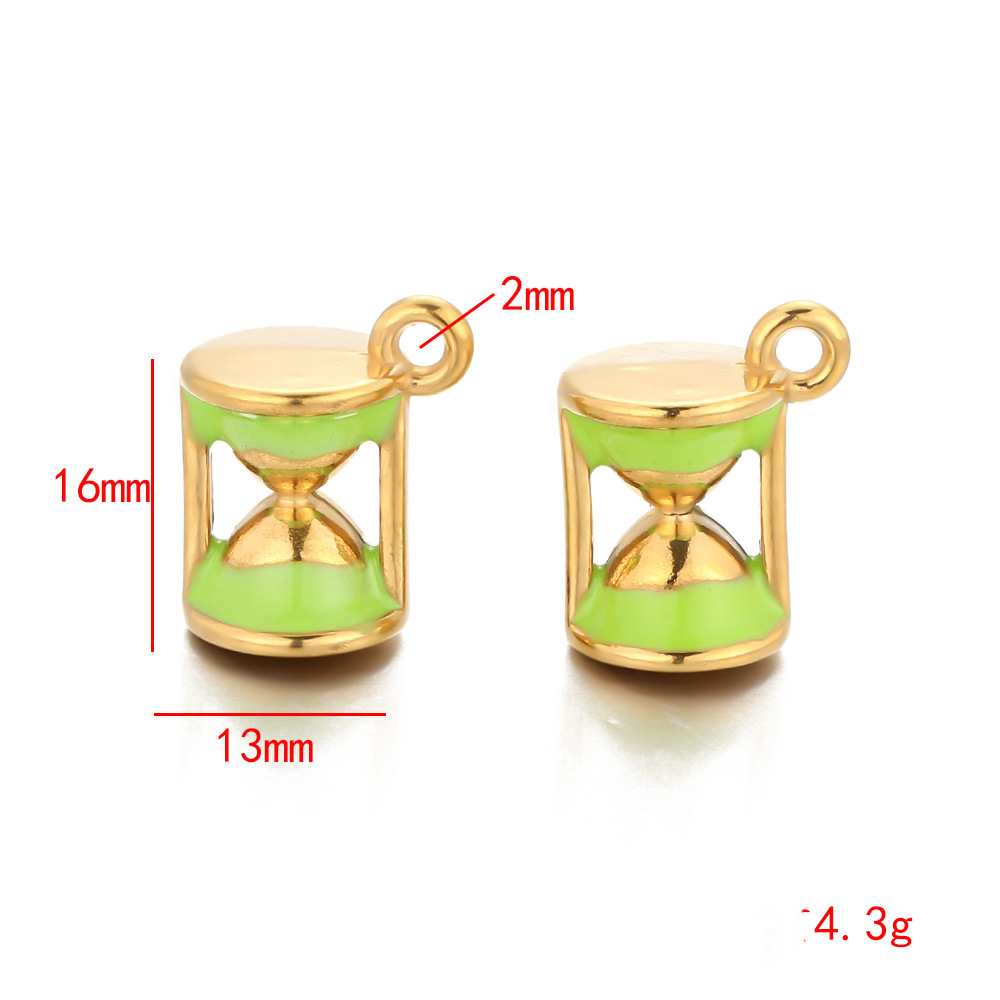 3:Green gold oil dripping hourglass pendant
