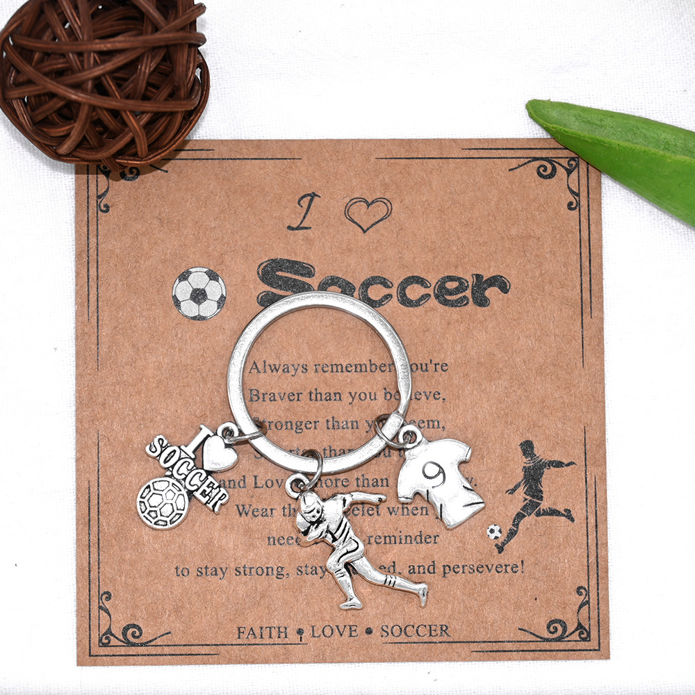 1:[football keychain + cardboard] opp separate bag packaging