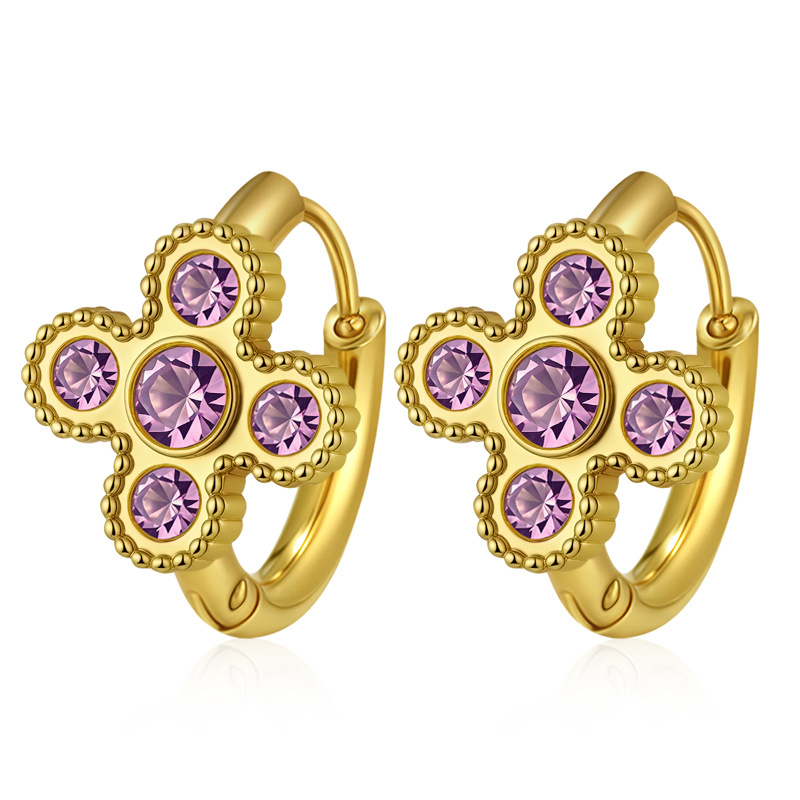 17:Ms-784 four-leaf flower golden pink purple diamond