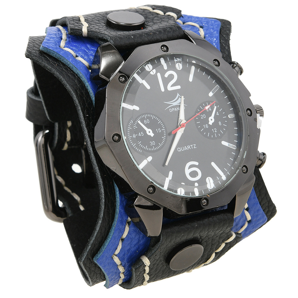 8:Black leather blue leather