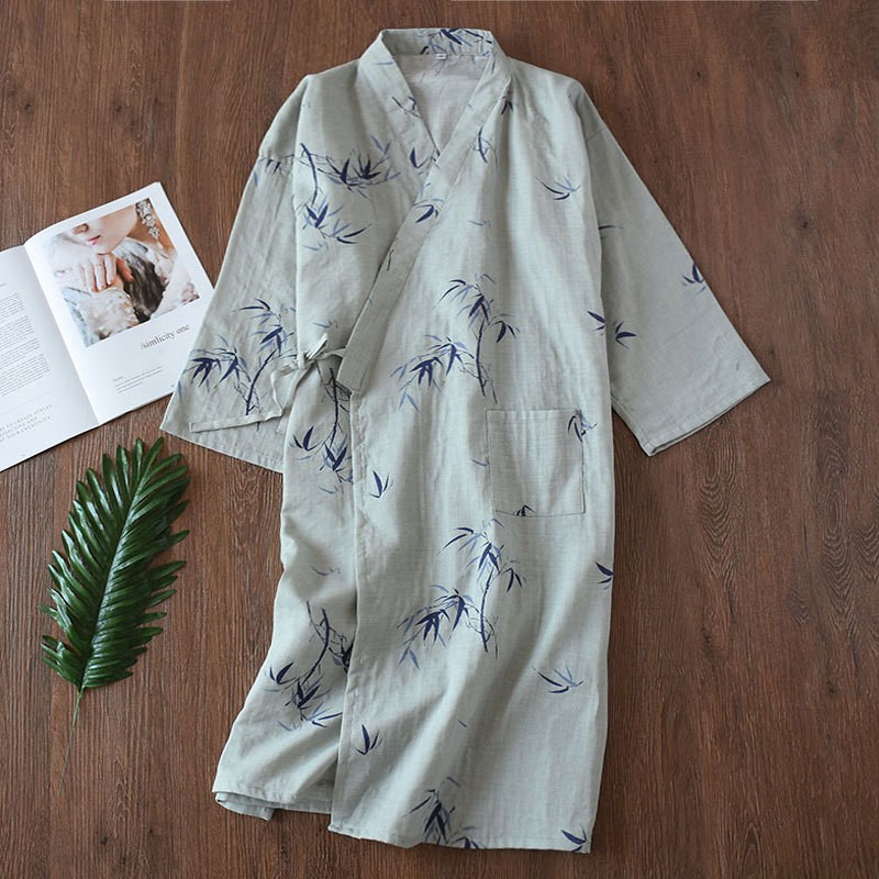 Men's gray bamboo leaf nightgown