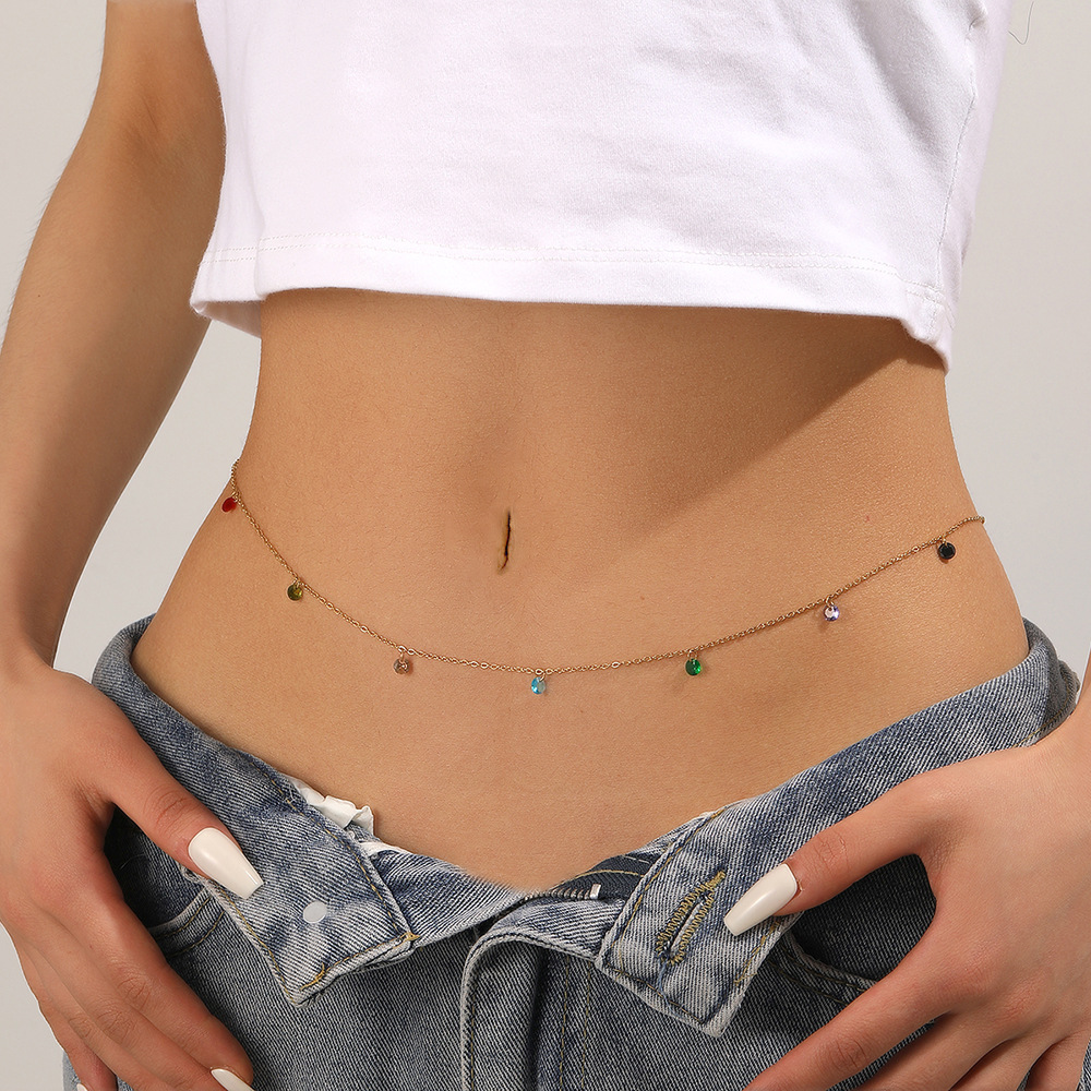 1:Gold colored diamond waist chain