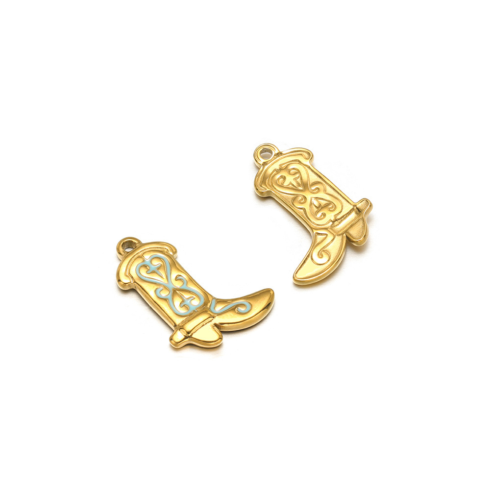 10:20*15mm golden boots single-sided oil dripping cross double peach heart inner 1.4 single hole blue