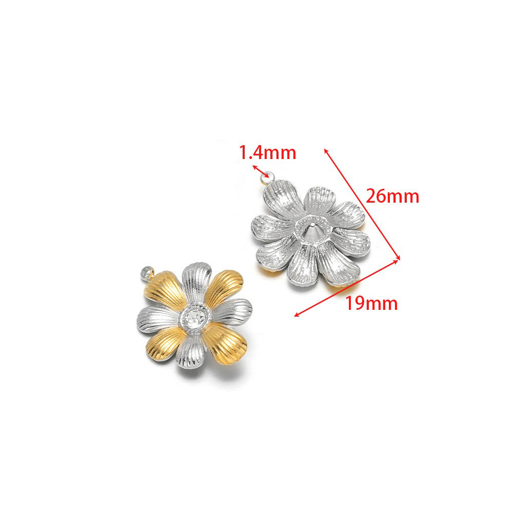 26*19mm gold stripes flowers dotted with diamonds,