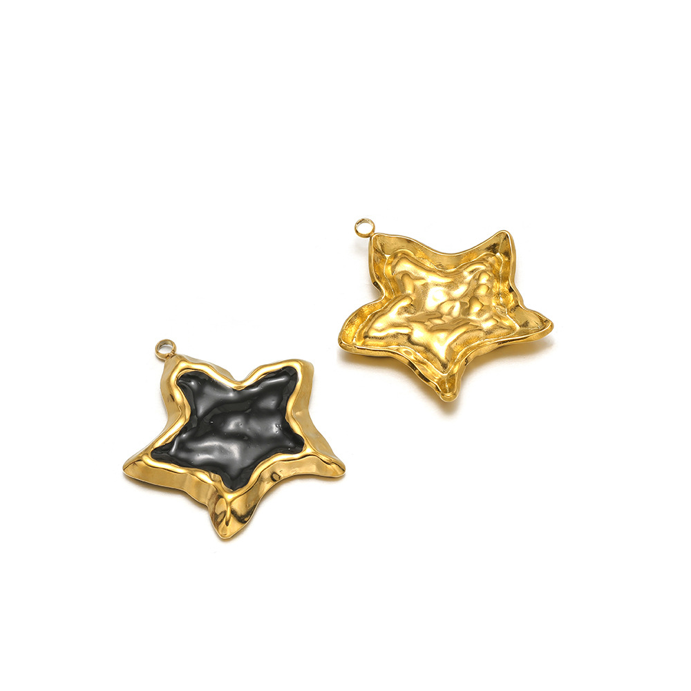 1:31*30mm golden wrinkled starfish single side dripping oil, inner 1.9mm single hole, black