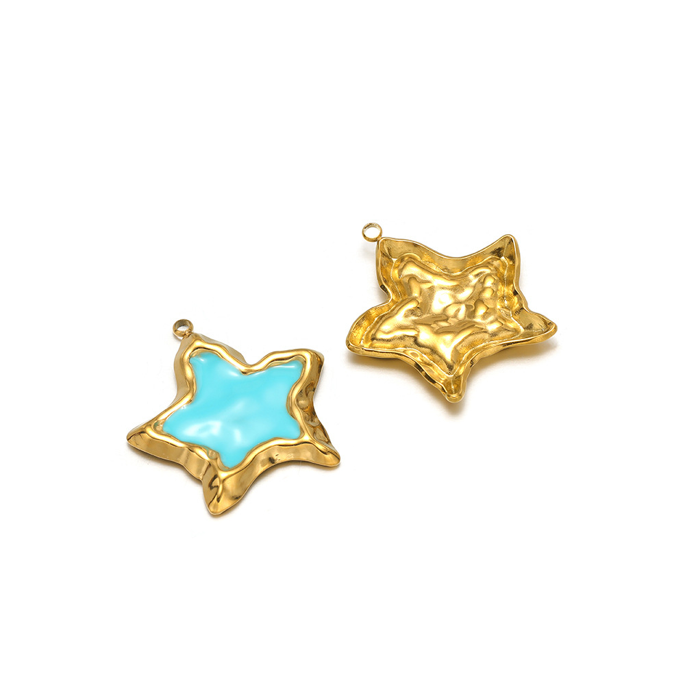 2:31*30mm golden wrinkled starfish single side dripping oil, inner 1.9mm single hole, blue