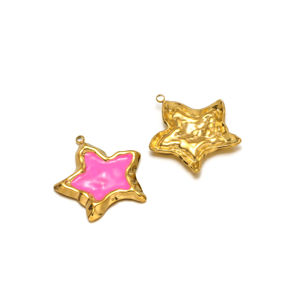 4:31*30mm golden pleated starfish single side dripping oil, inner 1.9mm single hole, rose pink