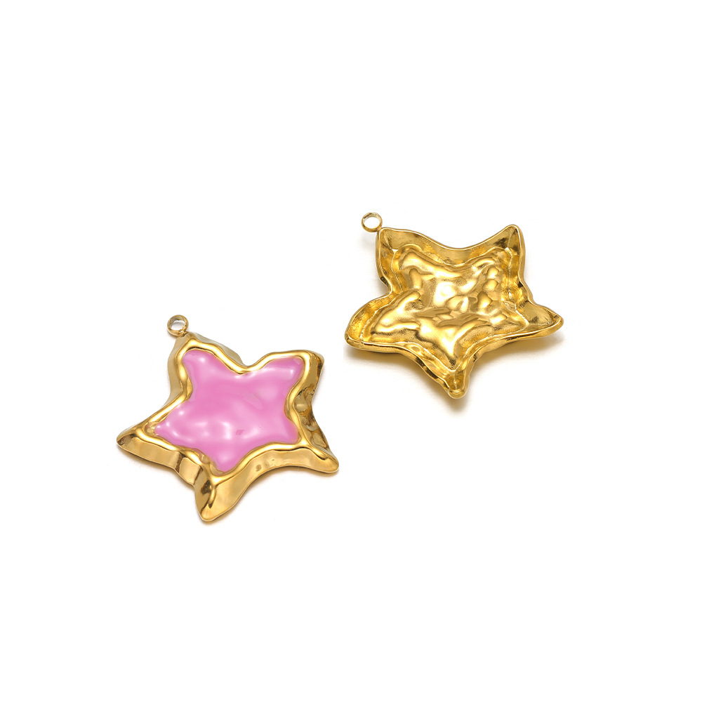 6:31*30mm golden wrinkled starfish with oil dripping on one side, 1.9mm single hole inside, purple