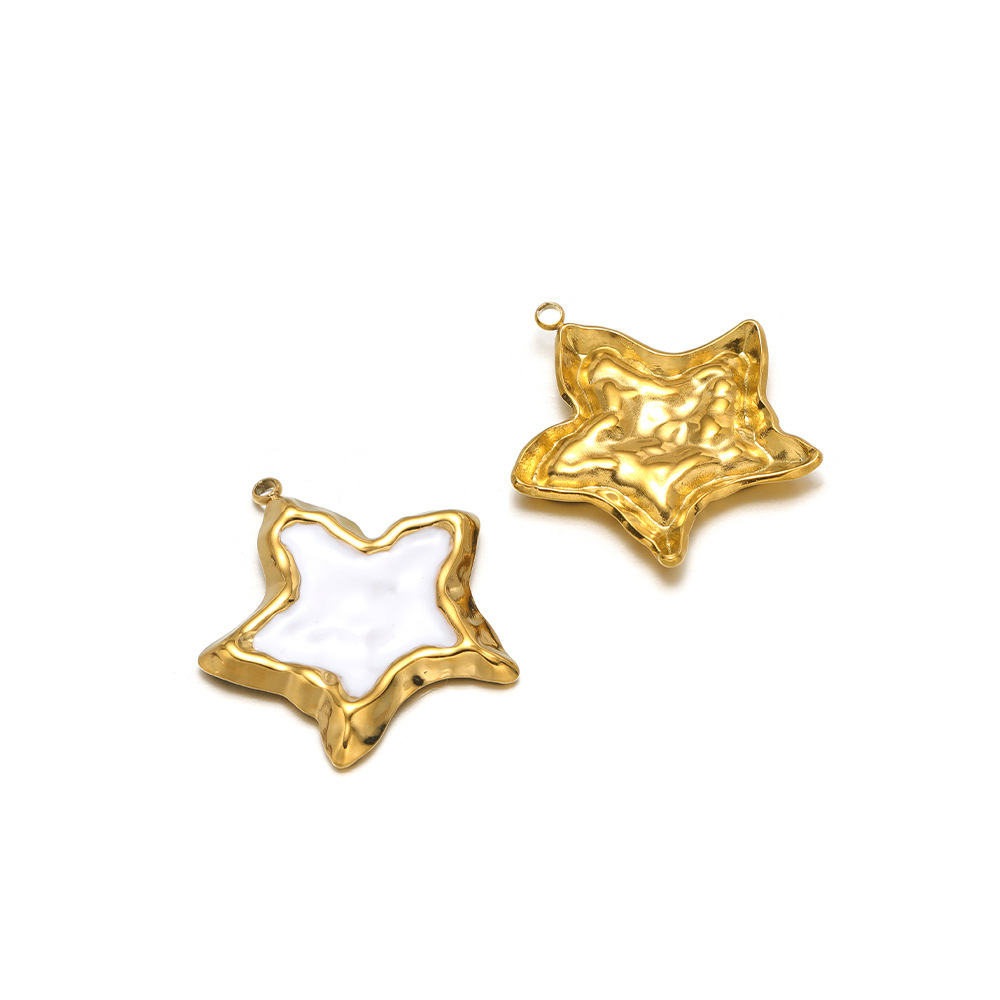 8:31*30mm golden pleated starfish single side dripping oil, inner 1.9mm single hole, white