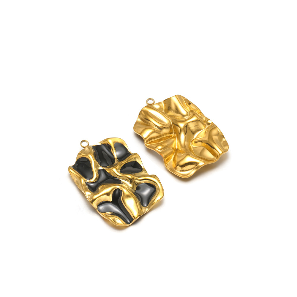 9:34*23mm golden pleated rectangular single-sided oil dripping, 1.9mm single hole inside, black