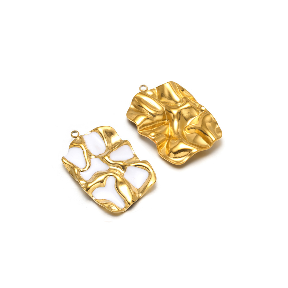 16:34*23mm golden pleated rectangular single-sided oil dripping, 1.9mm single hole inside, white