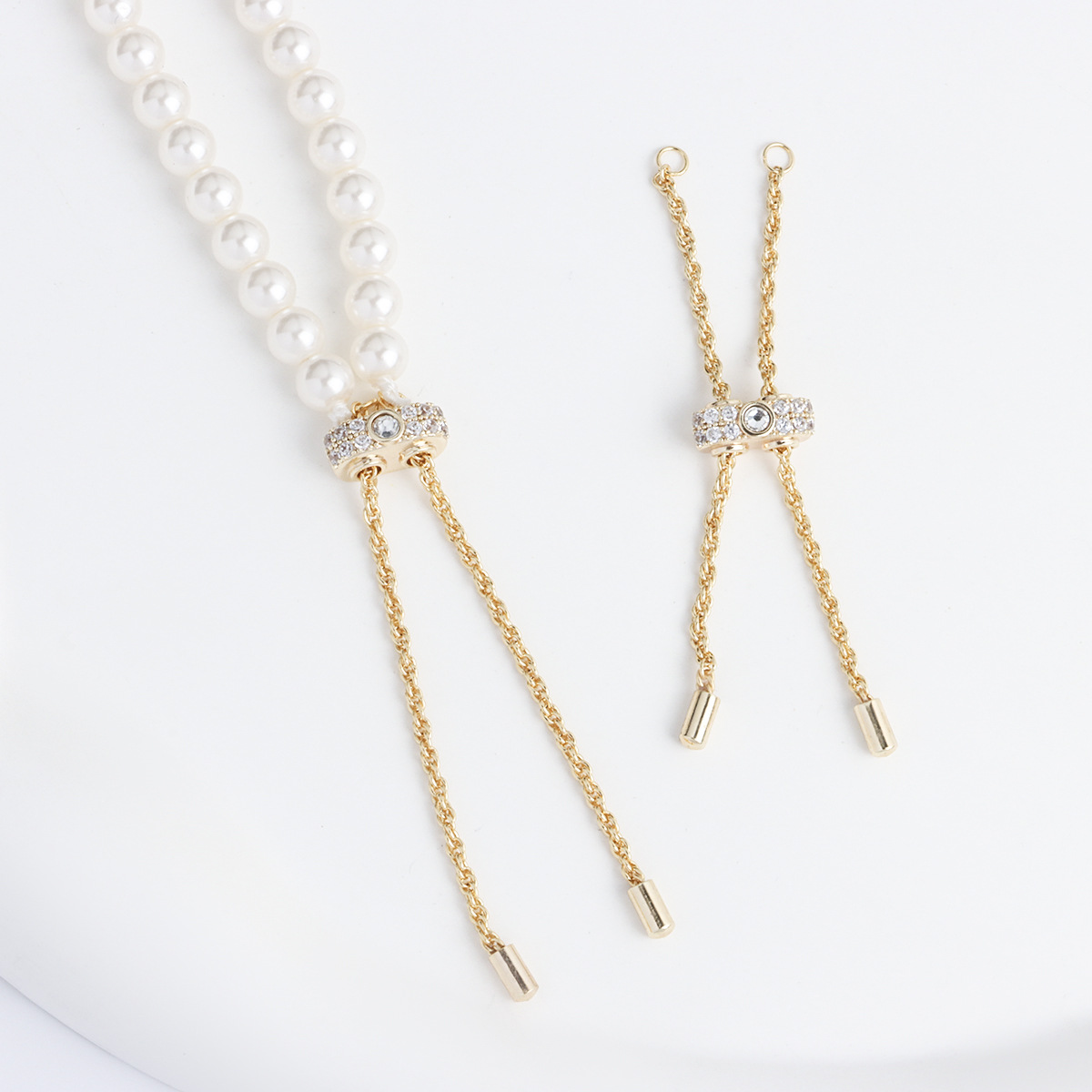 1:Set of golden white diamond pull-out extension chains