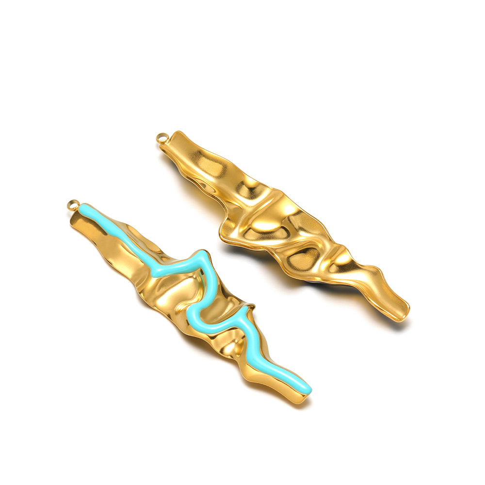 2:73*18mm golden s-shaped strip with oil dripping on one side, 1.8mm single hole inside, blue