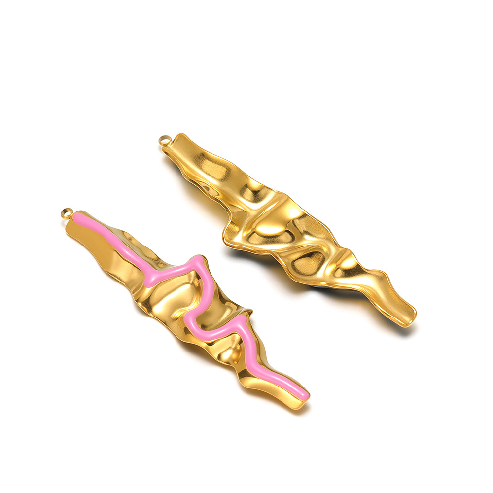 6:73*18mm golden s-shaped strip with oil dripping on one side, 1.8mm single hole inside, purple