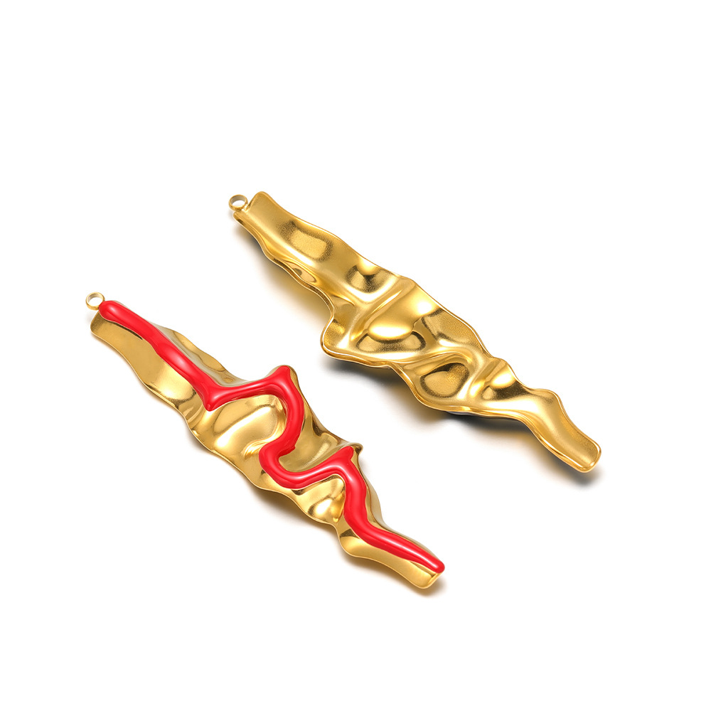 7:73*18mm golden s-shaped strip with oil dripping on one side, 1.8mm single hole inside, red