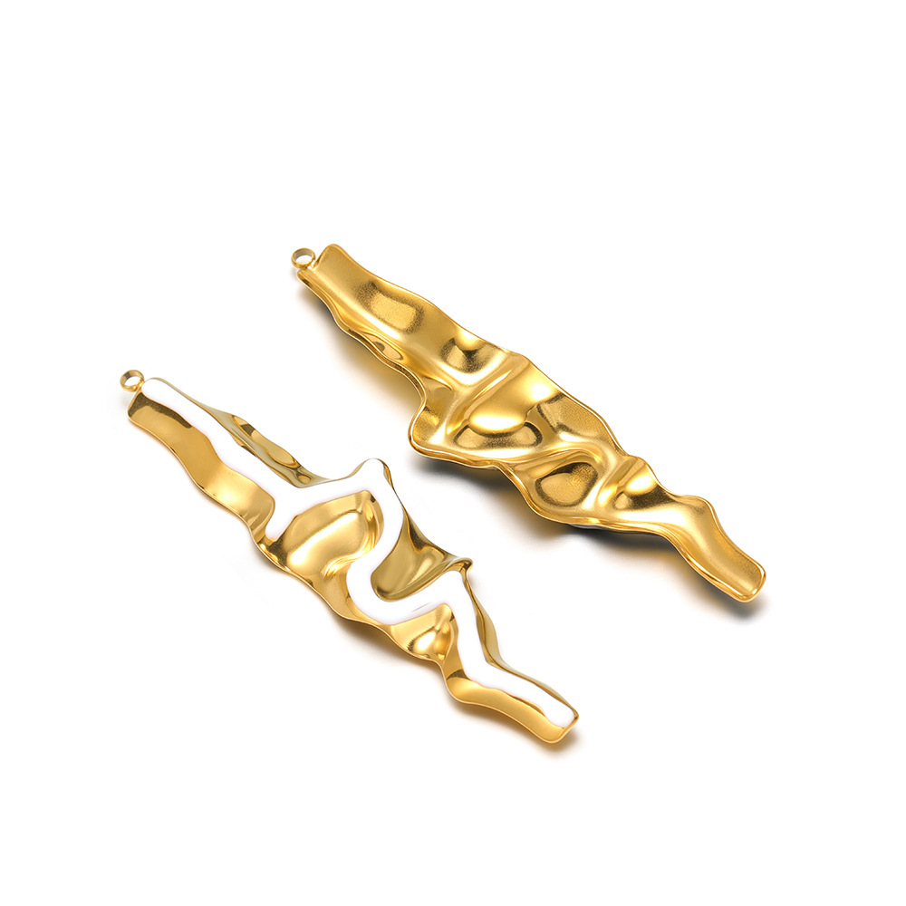 8:73*18mm golden s-shaped strip with oil dripping on one side, 1.8mm single hole inside, white