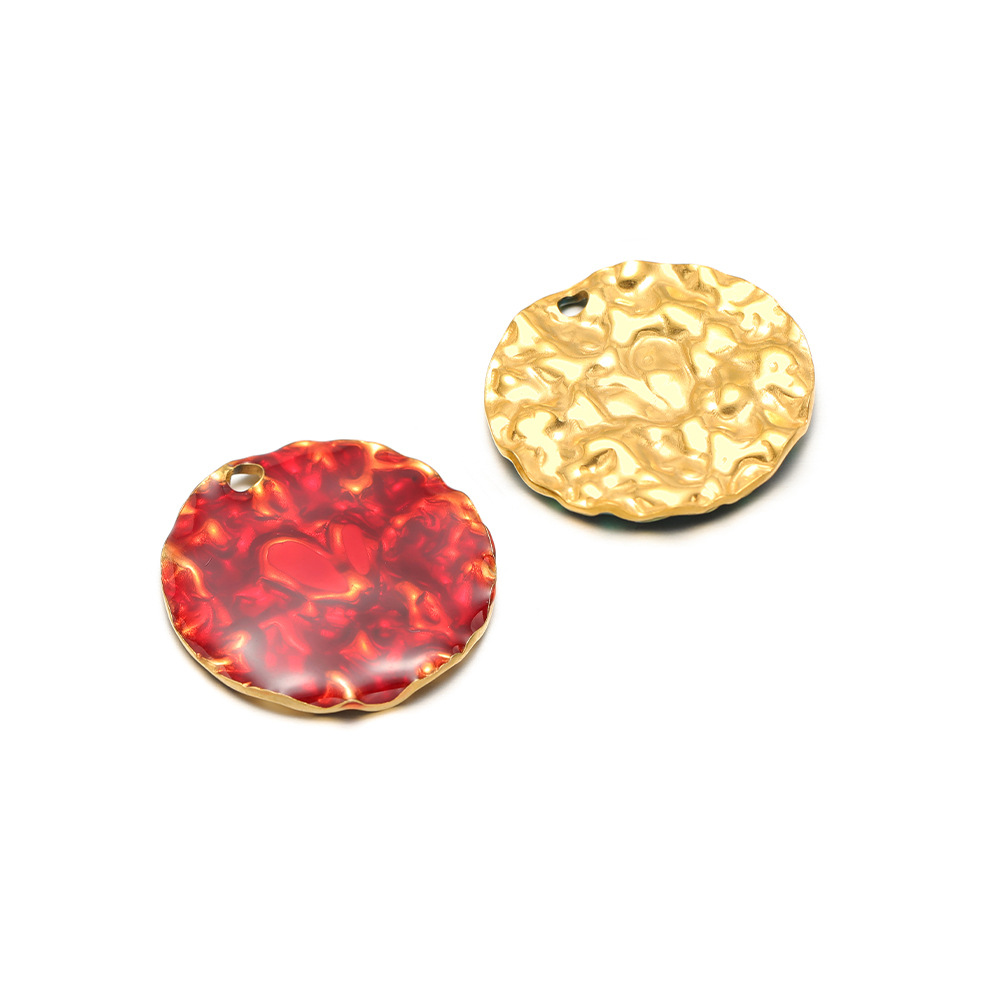 1:29.5mm gold crumpled disc with oil dripping on one side and 2.5mm single hole inside, red