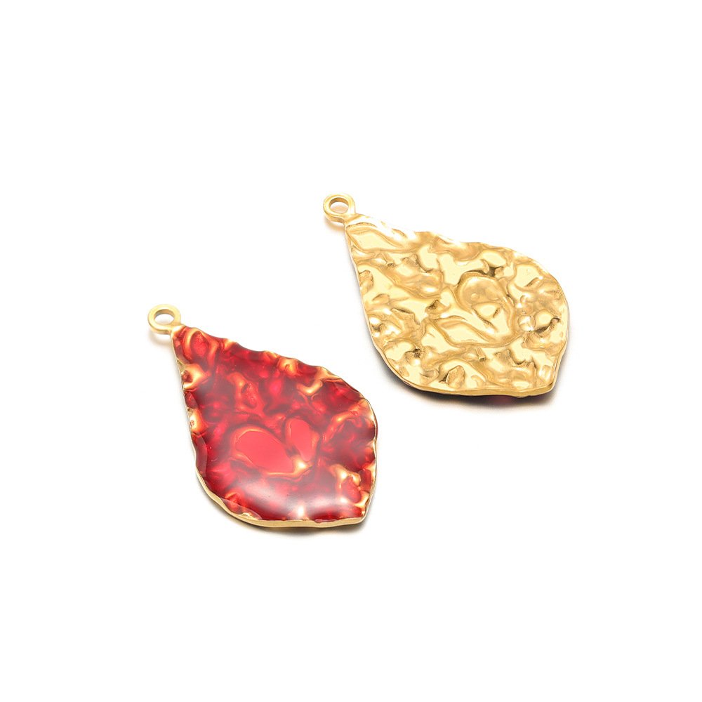 9:40*23mm golden wrinkled water drop single side dripping oil inside 2.3mm single hole red