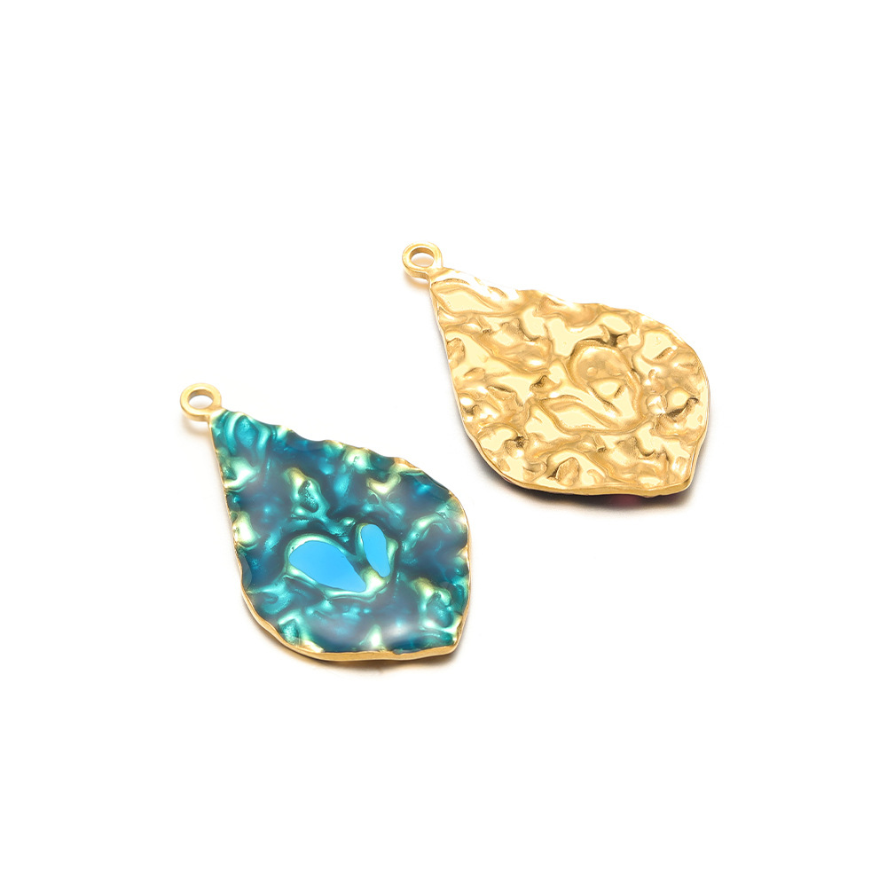 10:40*23mm golden wrinkled water drop single side dripping oil inside 2.3mm single hole blue