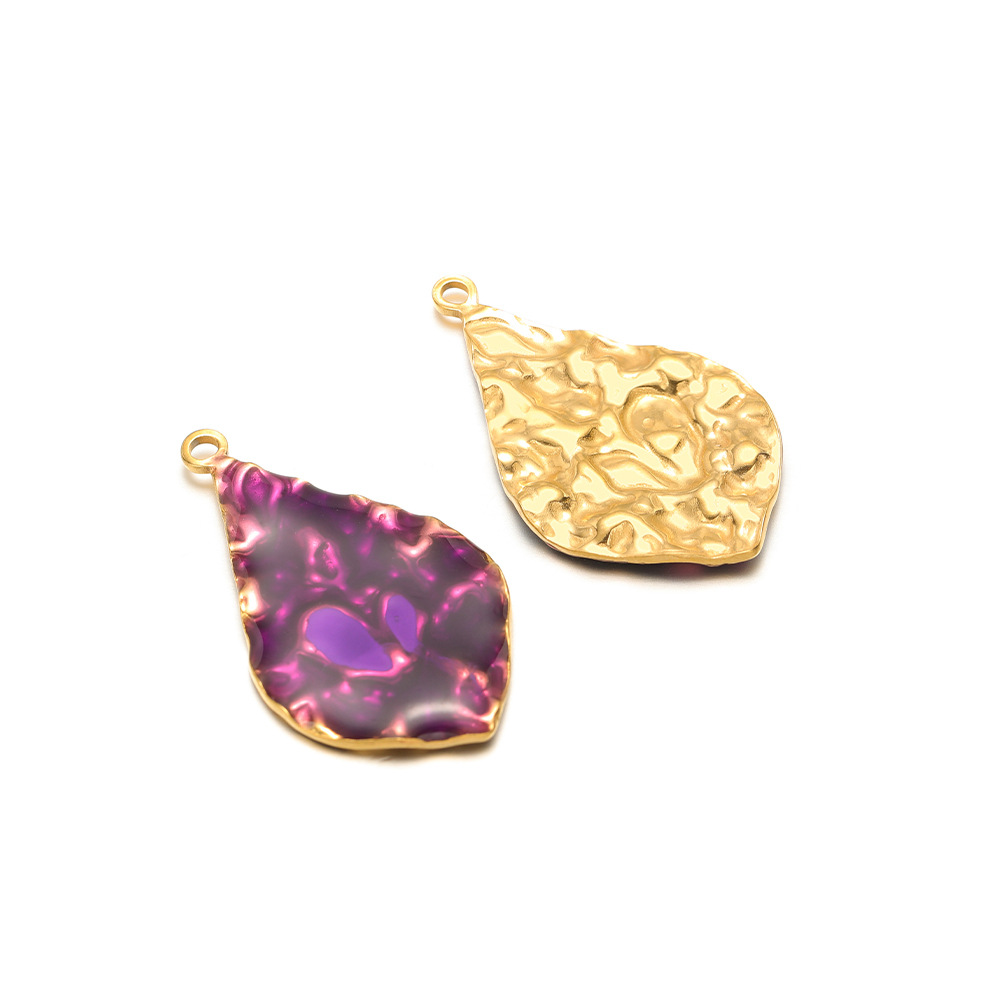 12:40*23mm golden wrinkled water drop single side dripping oil inside 2.3mm single hole purple