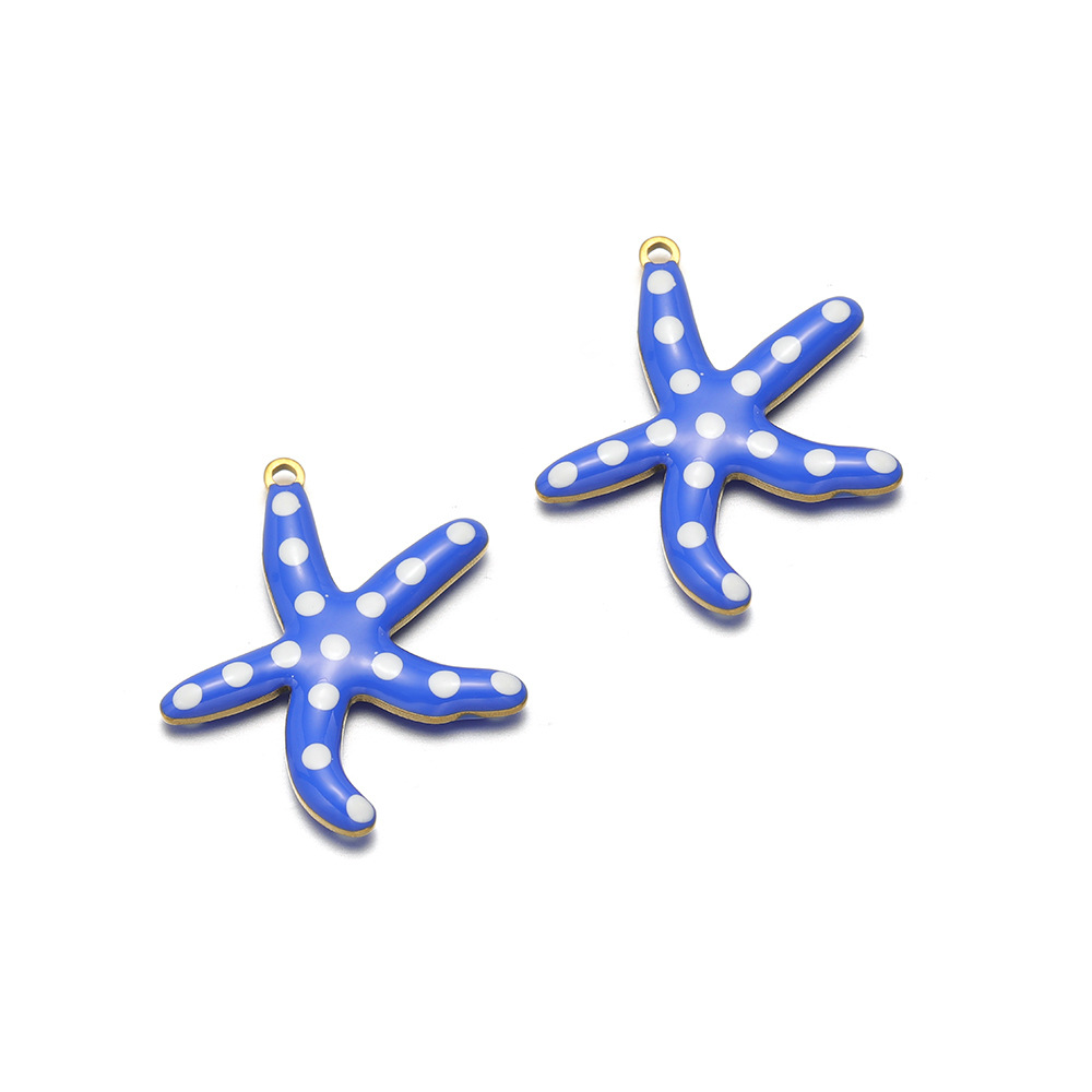 28*25mm golden starfish double-sided round drop oi