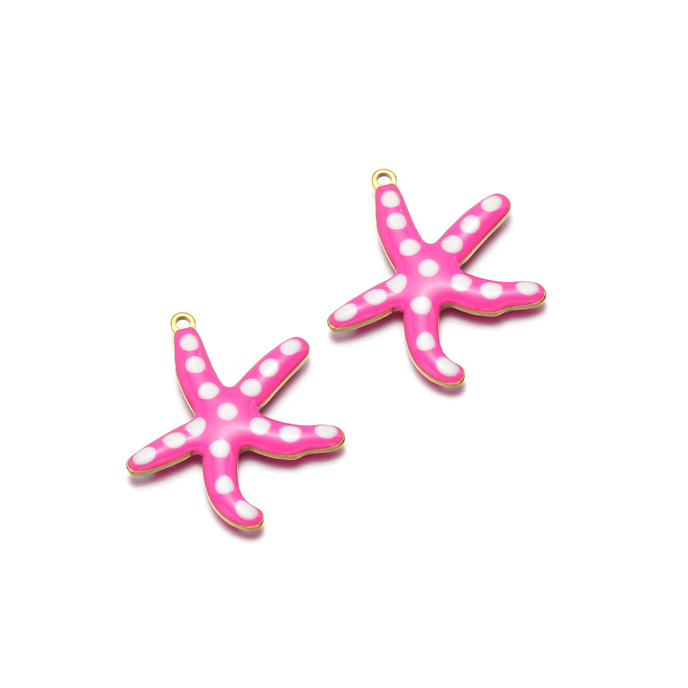 28*25mm golden starfish double-sided round drop oi