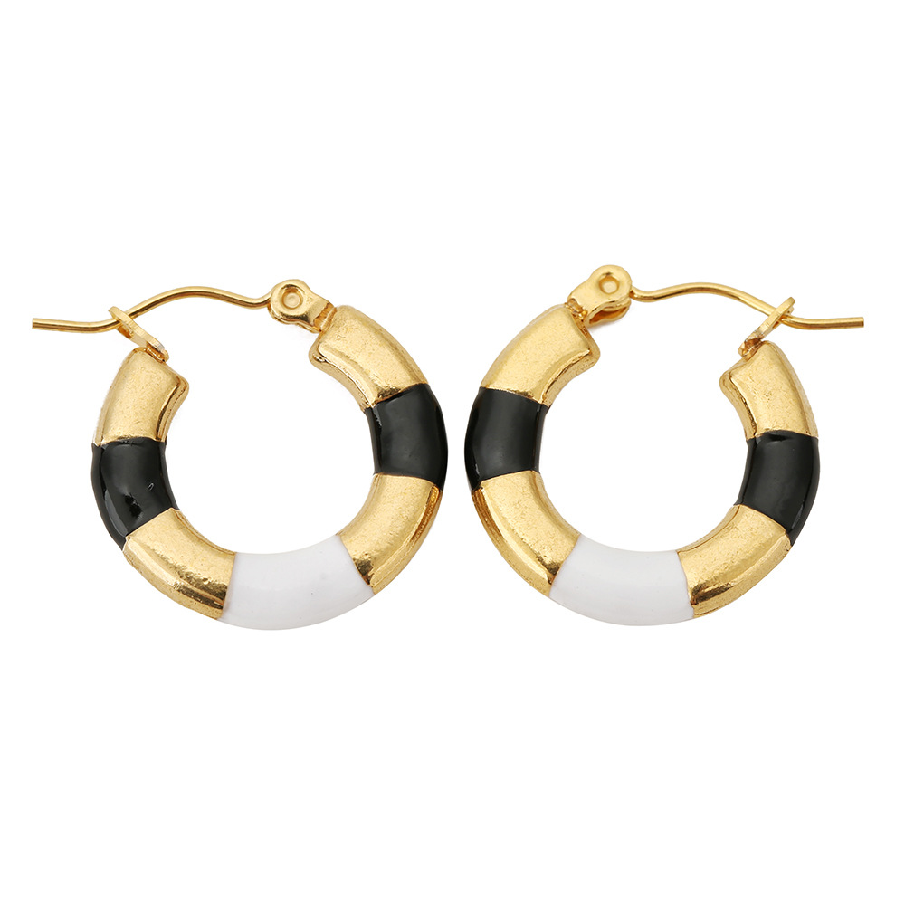 Two-color drop earrings White Black