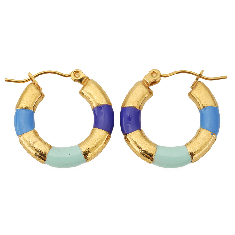 Three-color drop earrings sapphire blue light blue