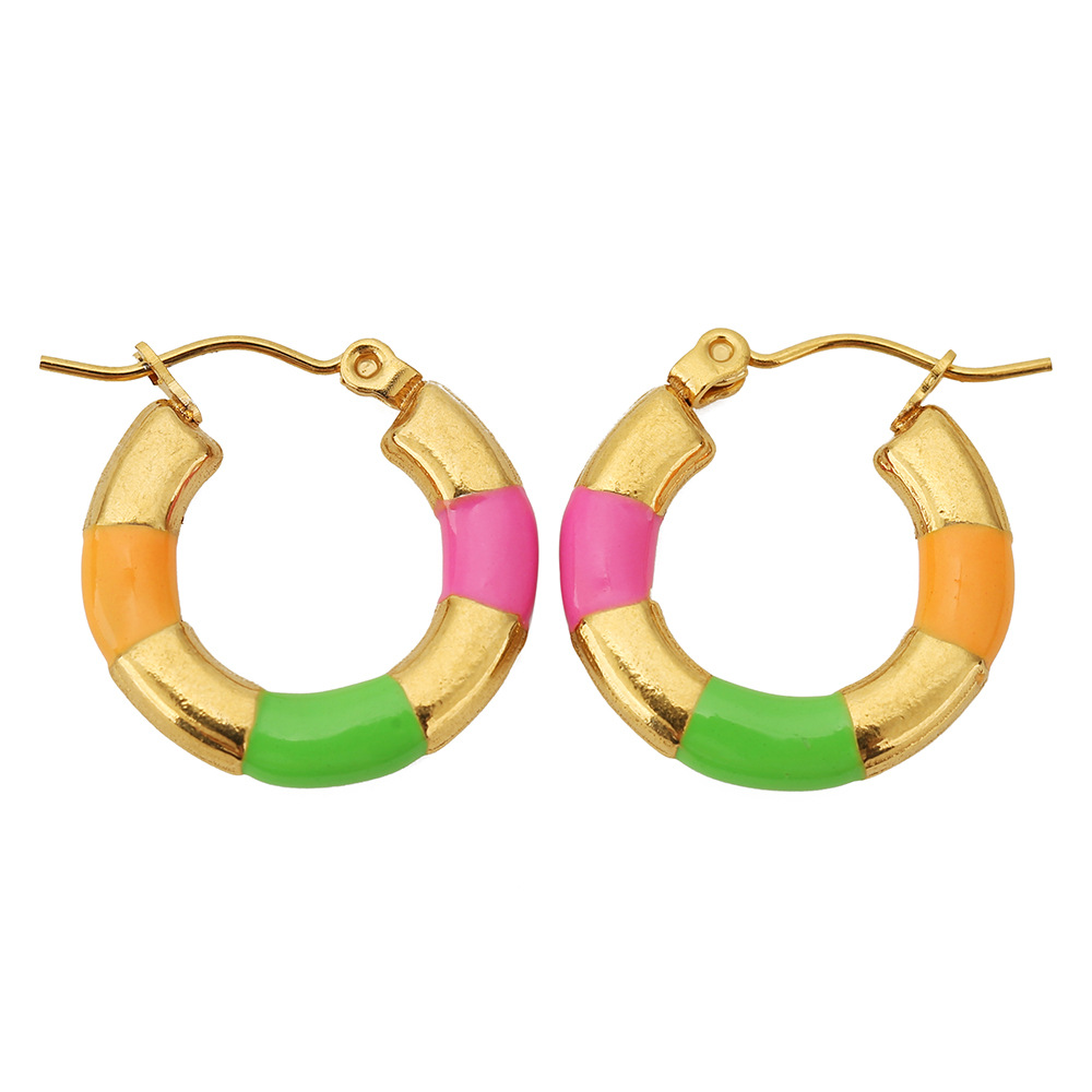 Three-color drop earrings Rose Red Grass Green Ora