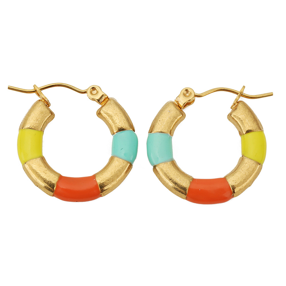 2:Three-color drip earrings lime yellow orange light green