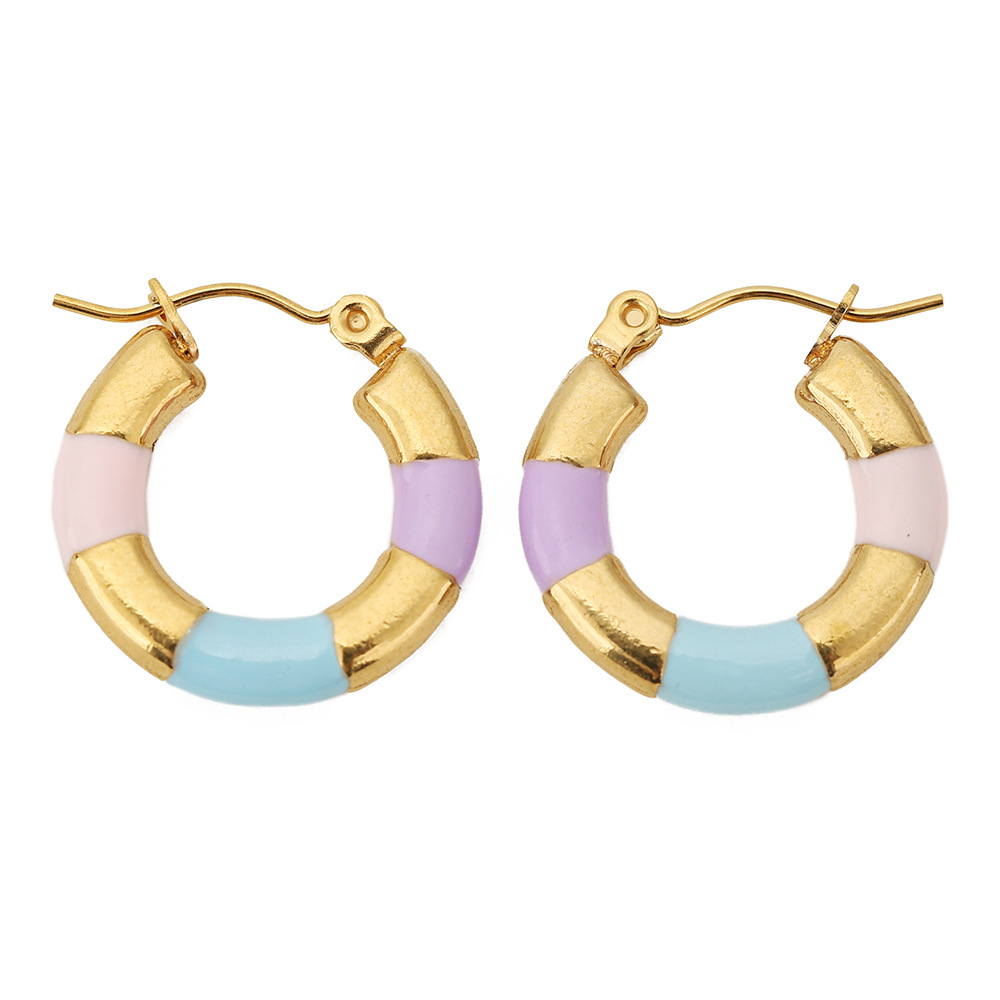 6:Three-color drop earrings light blue light pink light purple