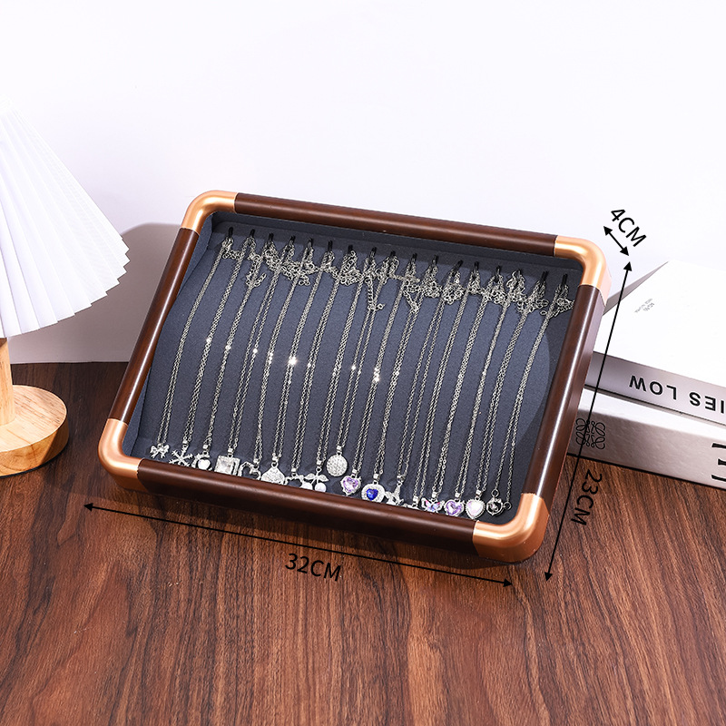 1:Light luxury gold rounded corner necklace plate with gray inside