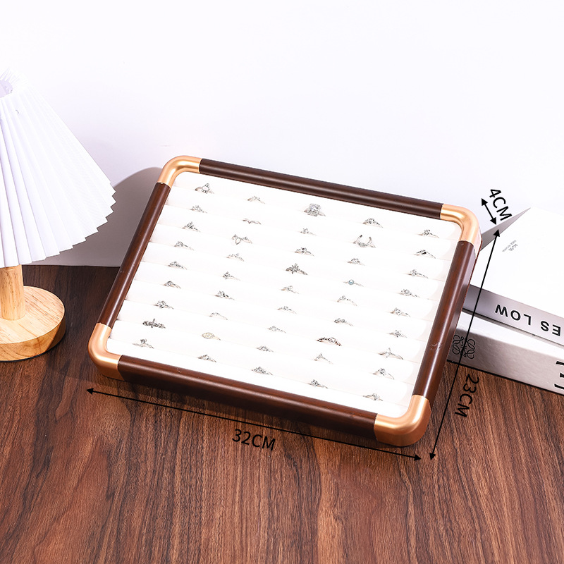 6:Light luxury golden rounded corner ring plate with white inside